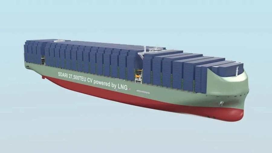 SRDI's concept for a 27,500 TEU ultra large containership fueled by LNG (SRDI)