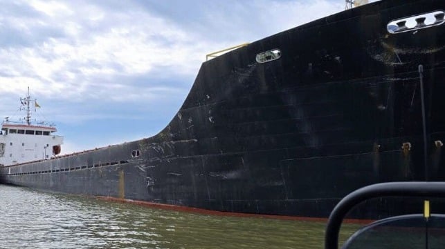 Ukraine reports the unnamed vessel was arrested and the crew detained for shipping grain from Crimea (SBU)