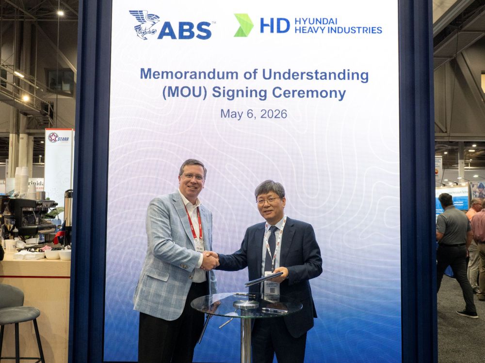 Photo Caption (L to R): Matthew Tremblay, ABS Senior Vice President, Global Offshore, and Kwangsik Won, Senior Executive Vice President of HD Hyundai Heavy Industries, at the Offshore Technology Conference