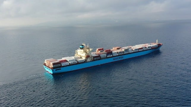 Maersk continer ship is drifting in the Atlantic wait for a towing vessel (Maersk file photo)
