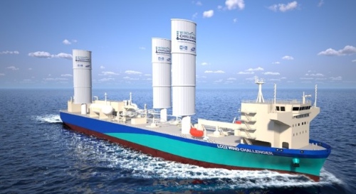 Image of liquefied CO₂ carrier equipped with Wind Challenger (courtesy of MOL)